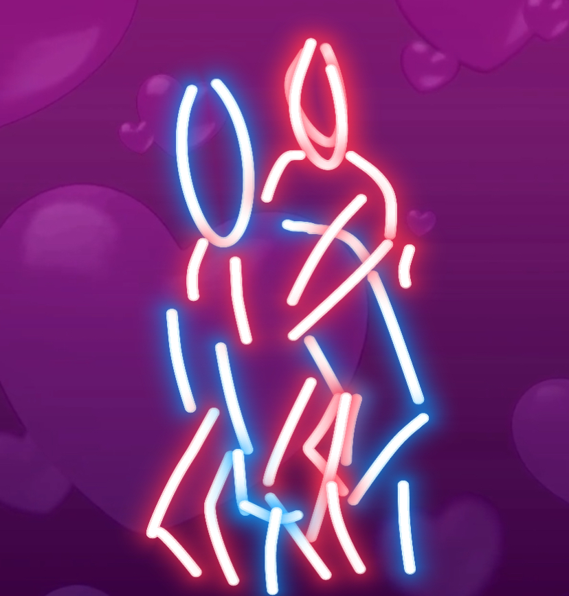 neon dancing couple